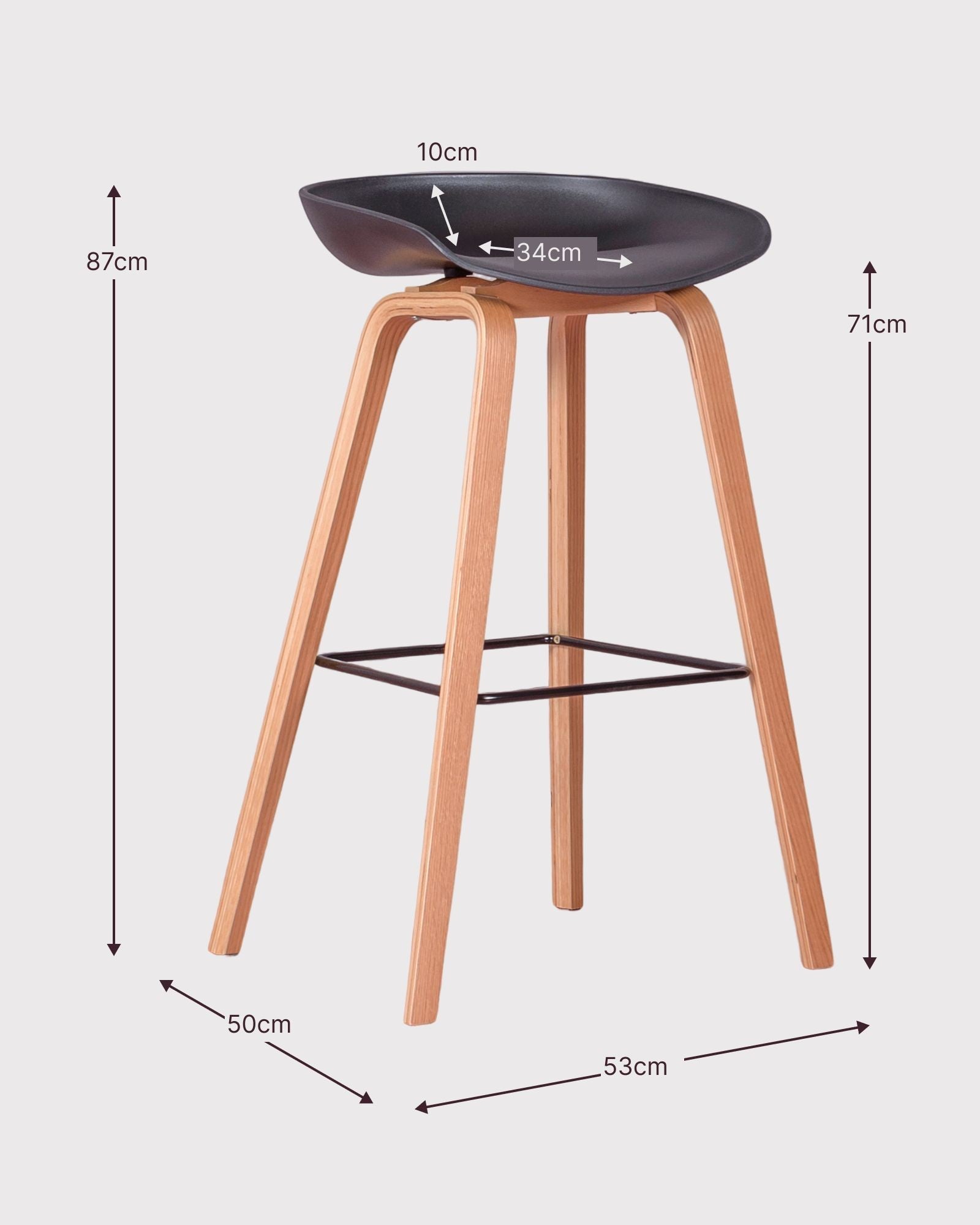 Tabouret nordique avec pieds en bois de hêtre (75cm) - Daxer - 5