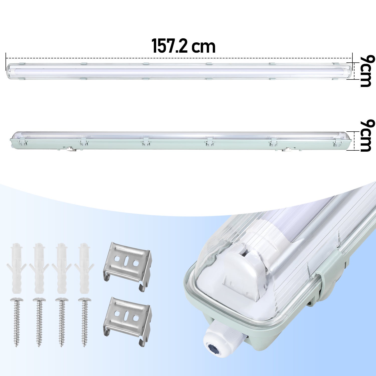 4x wodoodporna lampa listwowa LED do świetlówek T8 LED, IP65 150 cm, 1 x 24 W zimna biel - 2