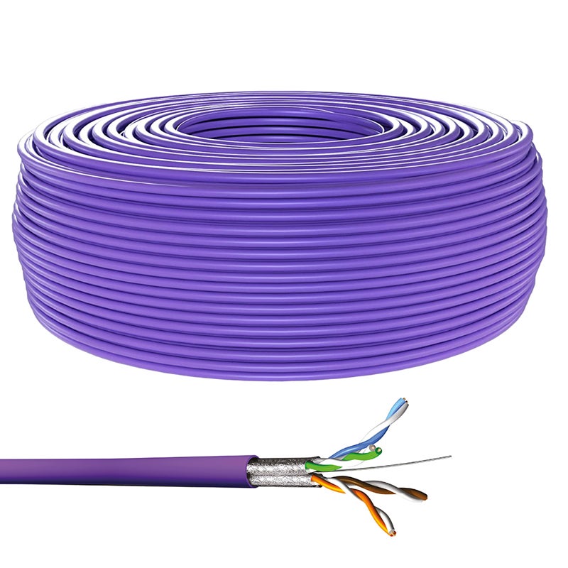 Bobine de câble ethernet rj45 cat6a monobrin blindé violet lsoh rpc dca ...
