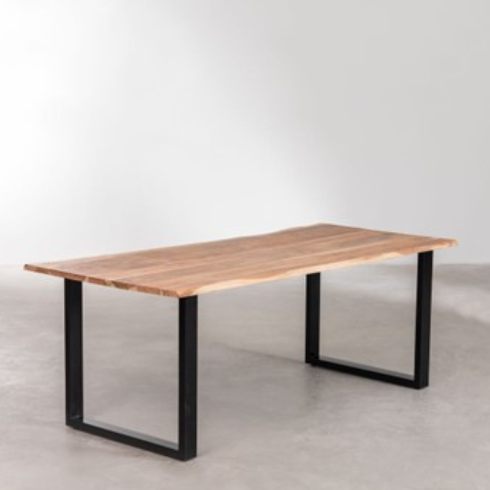 Urban Elements  Mesa De Comedor Roble Macizo 40X2200x1000 Mm Rustic Negro , Leroy Merlin