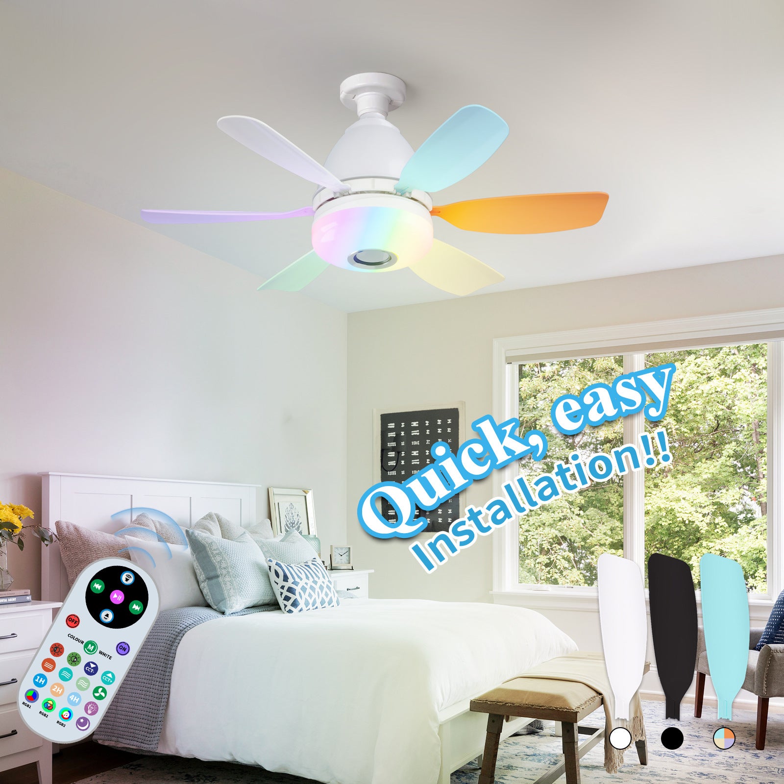 Dceinz Camera Da Letto Ventilatore Da Soffitto Con Luce Alexa LED Telecomando Silenzioso Plafoniera Con Ventilatore Soggiorno 6 Velocità Reversibile Dimmerabile Lampadario Con Ventola Smart,Bianc|A