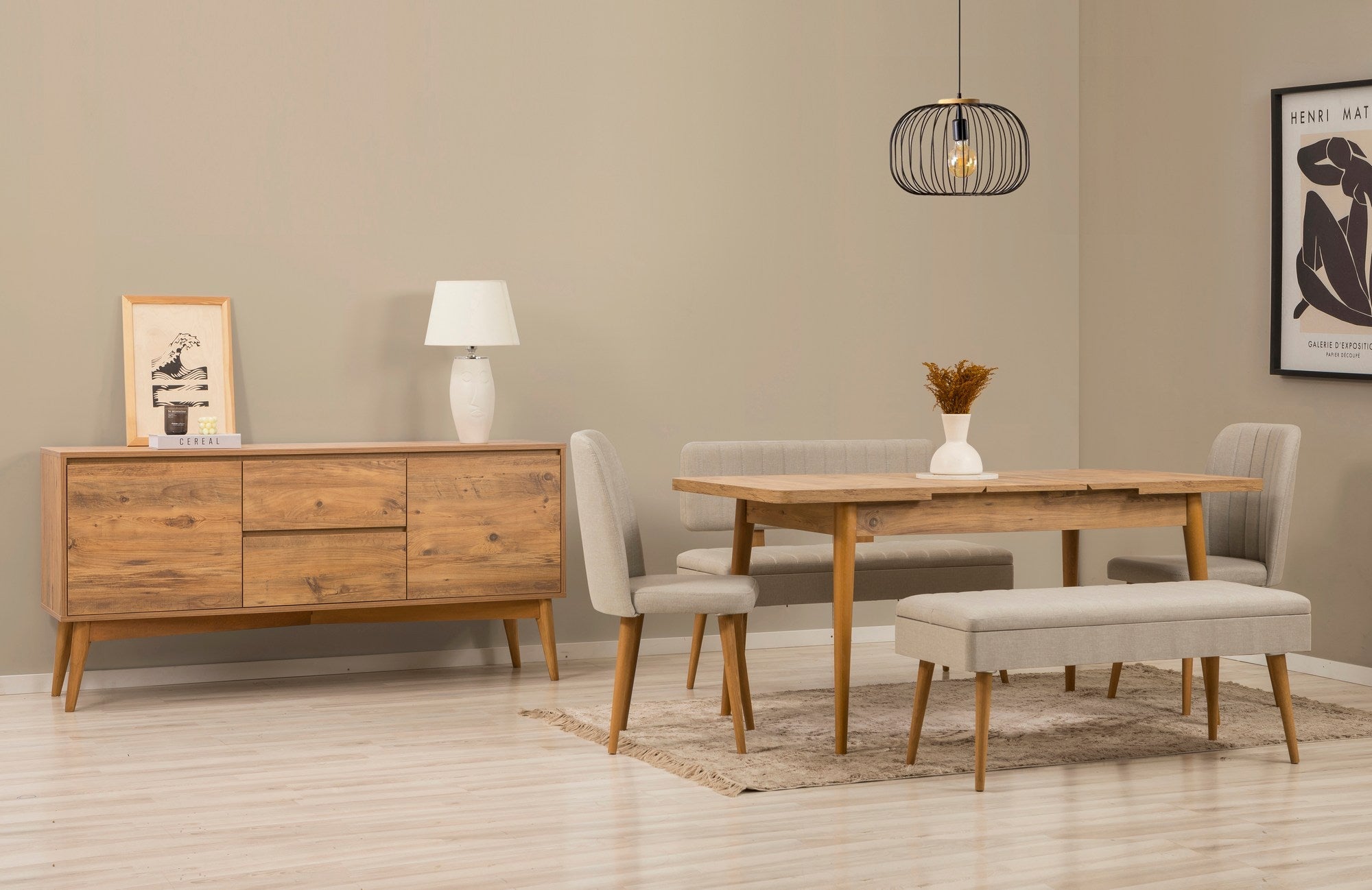 Table Ronde En Pin + 6 Chaises – Ensemble Cuisine/salle à Manger Bois Massif
