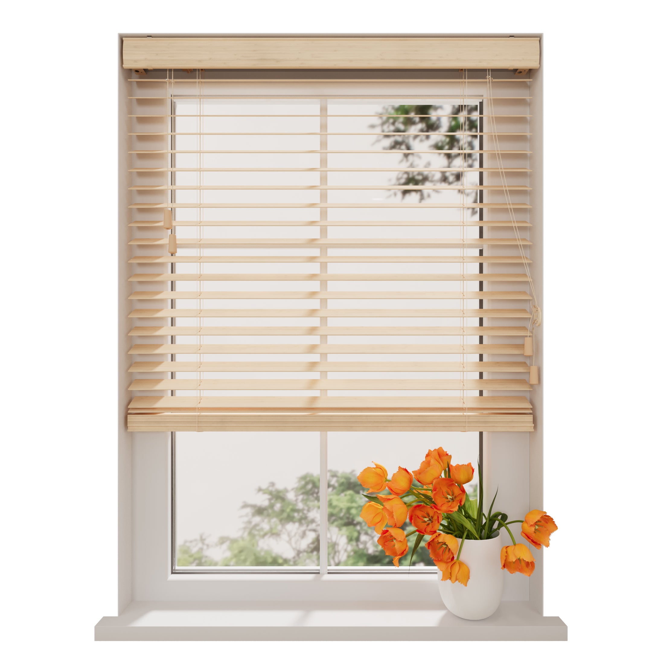 Radeco® Store Vénitien en Bois Essence 60 x 175 cm (LxH) - 50 mm - Naturel - Tailles de 50 à 250 cm de large - 9