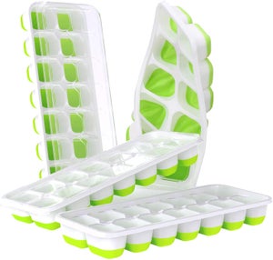 4 Vassoi Per Cubetti Di Ghiaccio In Silicone Con Coperchio, Anti-odore, Facili Da Sformare, Impilabili, Senza BPA, Per Whisky E Cocktail - 5