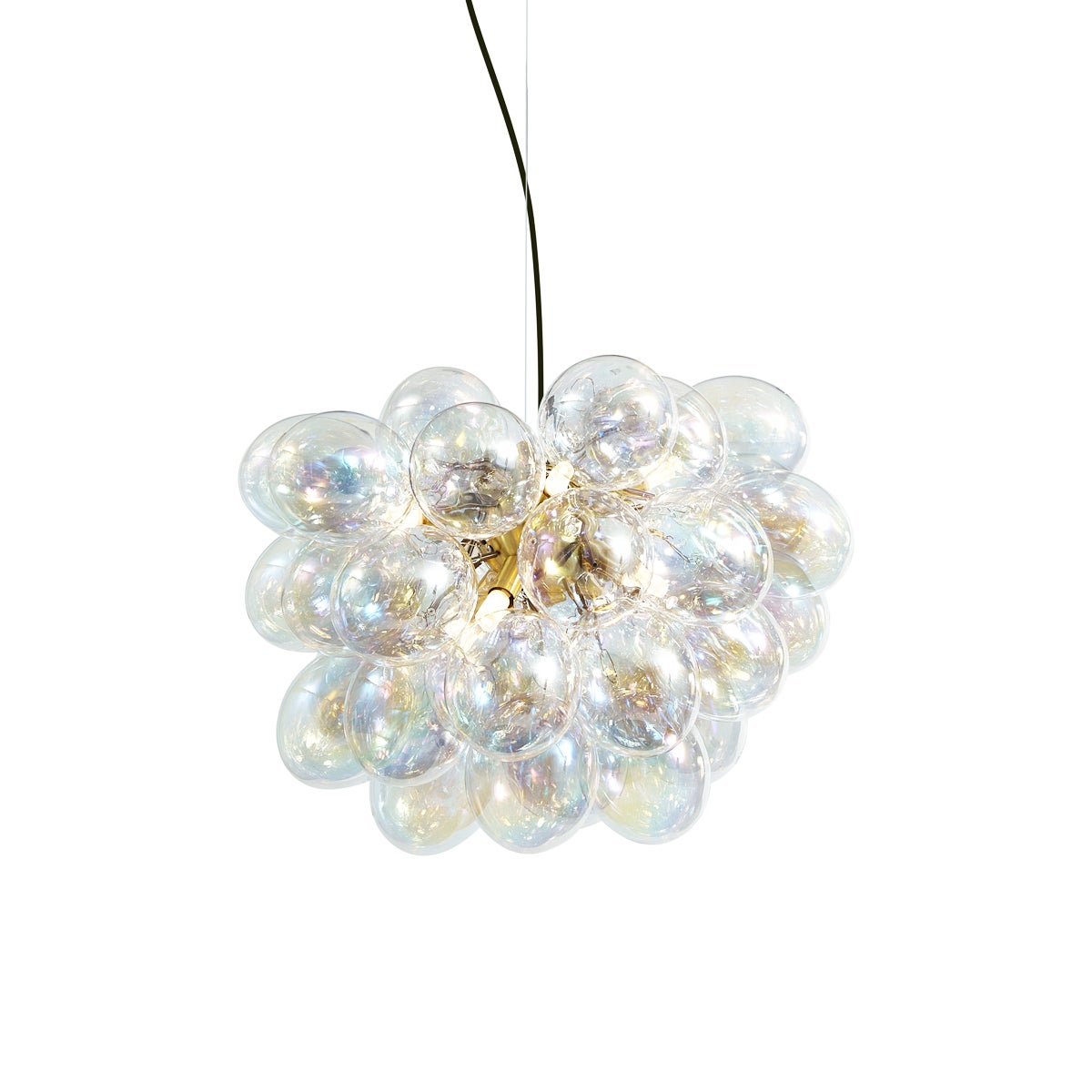 Lampa wisząca Art Deco złota ze szkłem tęczowym 50 cm 8-punktowa - Uvas