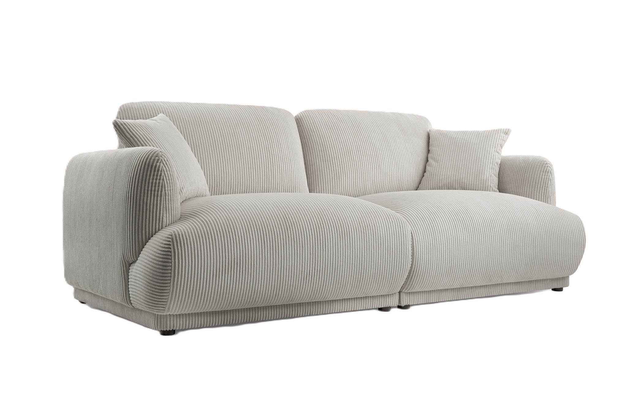 Przytulna Sofa LOCCO 2-osobowa w Jasnoszarej Tkaninie Sztruksowej – Nowoczesny Wygląd i Komfort