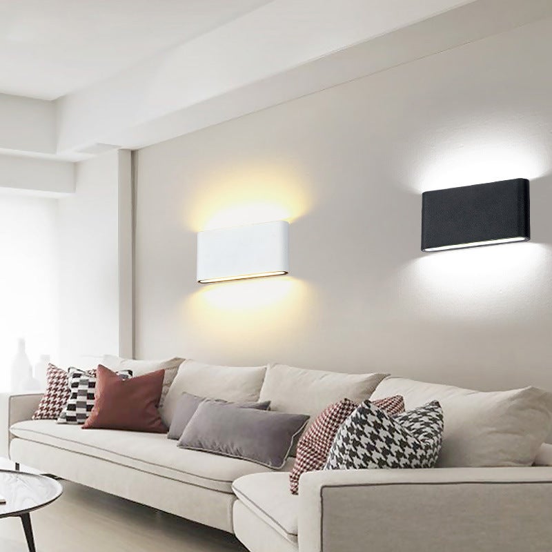 Aplique de pared LED negro arriba y abajo 6W blanco frío 6000K, aplique de pared de aluminio interior para dormitorio, escalera, decoración lateral - 5
