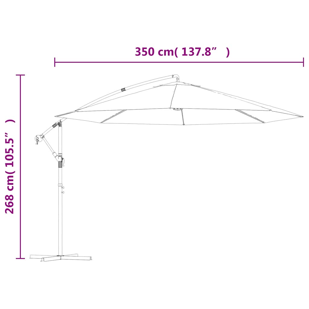 Guarda-sol cantilever com poste de alumínio 350 cm antracite vidaXL - 3