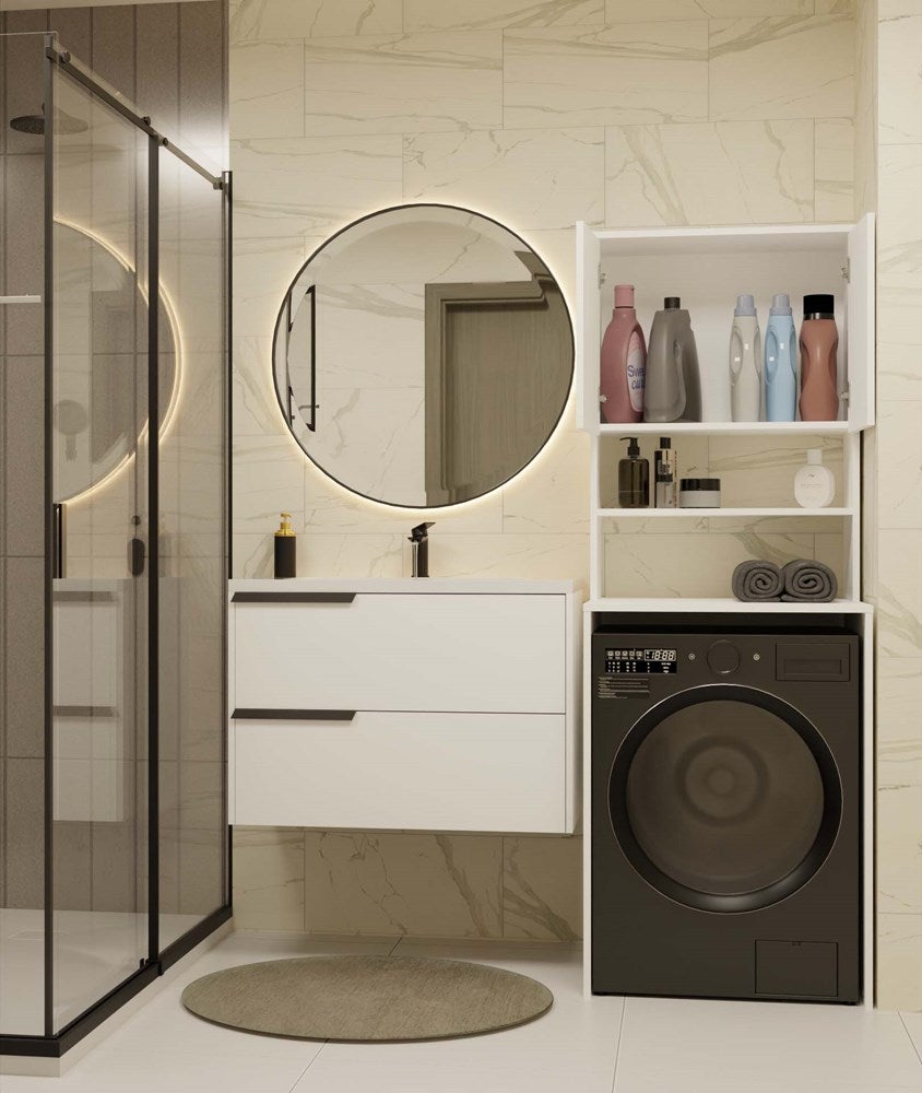 COMO - Mueble para lavadora - 180x64x64 - 2 puertas y estante abierto - 7