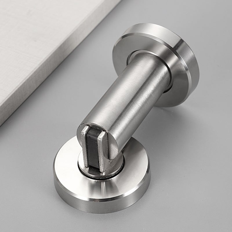 Butoir de porte magnétique MS010 en aspect acier inoxydable - Butée de porte avec matériel de fixation au sol et au mur - Bloc Porte aimanté - Ø 5cm - 4