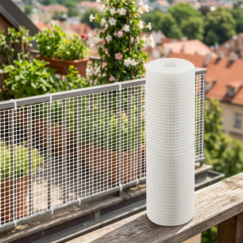 Maille plastique carré 1x1 cm, blanc 1 x 5 m, clôture artificiel pour terrasses, balcons ou jardins - 4