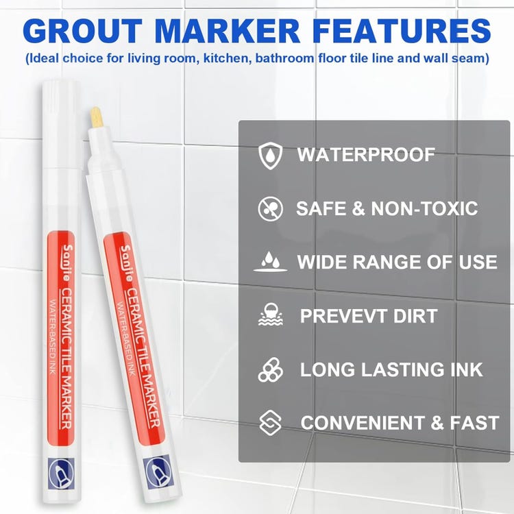 Stylo de réparation de joints blancs, agent de réparation murale, stylo de peinture pour salle de bain et cuisine - 12 pièces - 2
