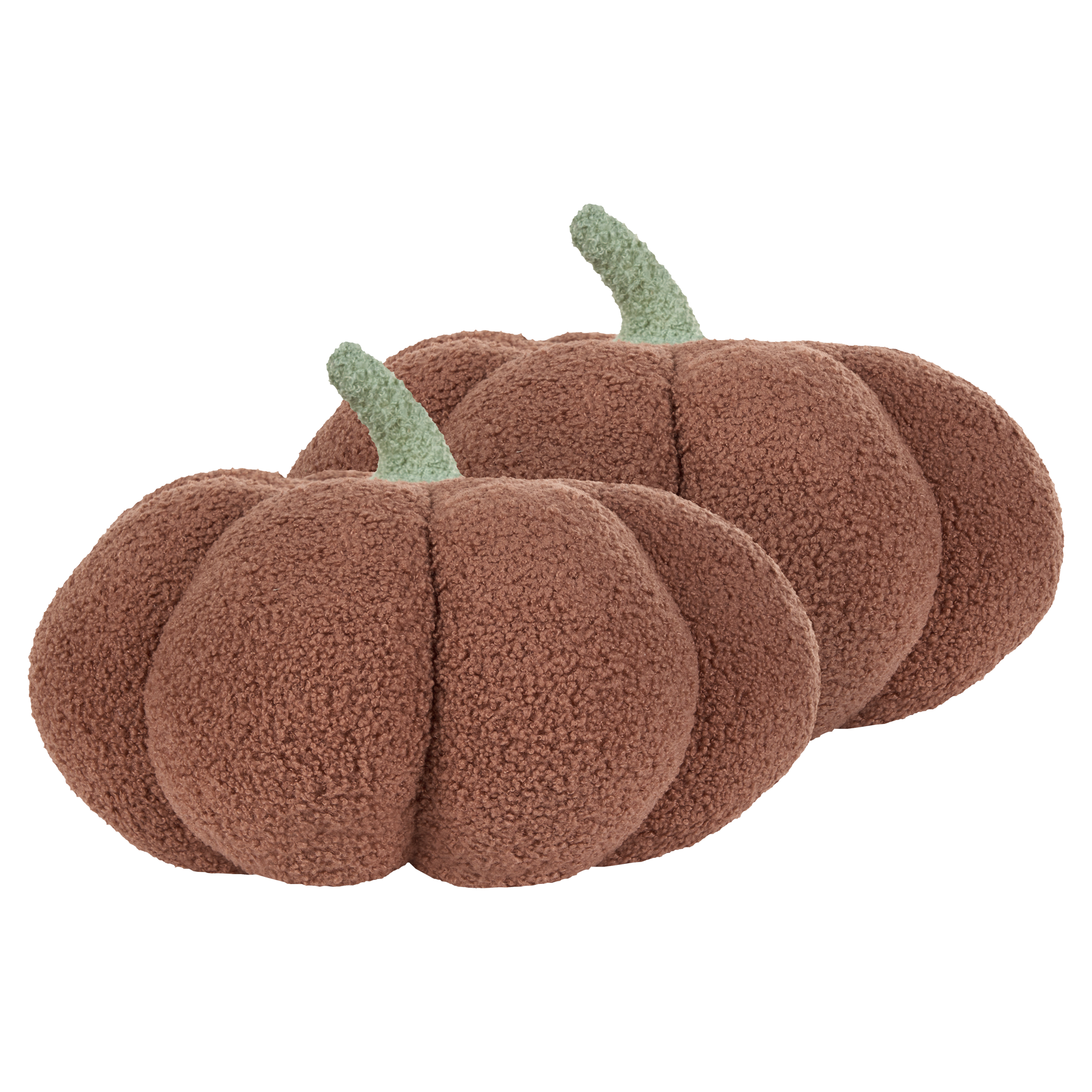 Beliani conjunto de 2 cojines de bouclé marrón motivo calabaza ⌀ 35 cm munchkin