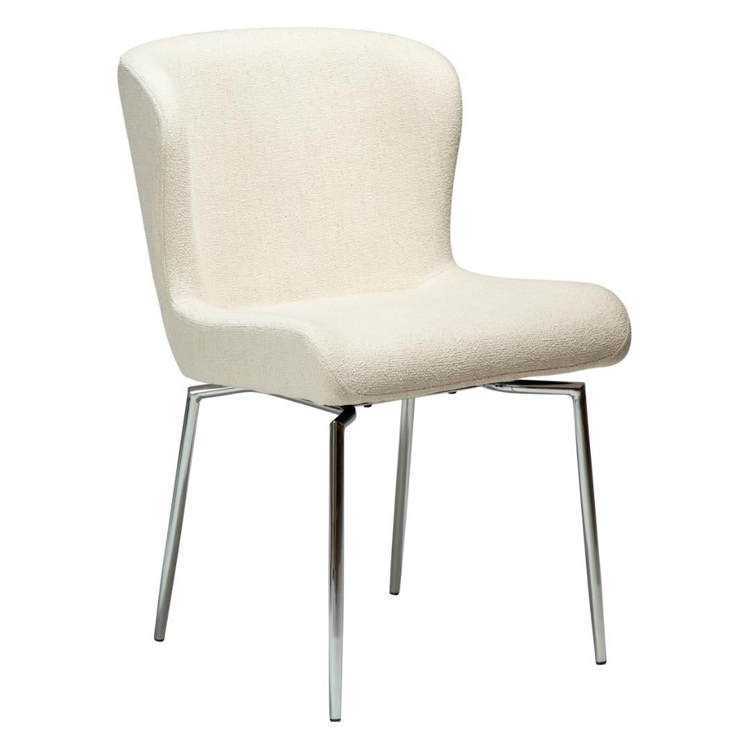 Glam Dan-Form krzesło stołowe nogi obrotowe bouclé beżowy.