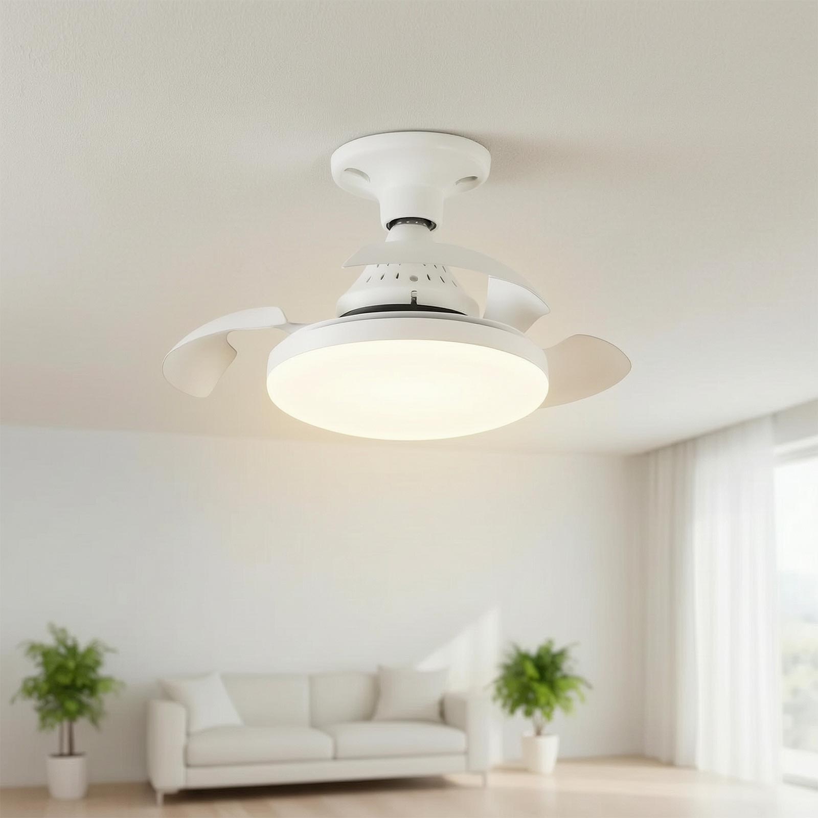 Ventilateur de plafond avec ampoule E27 2 en 1 (lampe à intensité variable + ventilateur 3 vitesses LED 22 W CCT + télécommande 230 V Ø 40 cm) - 2