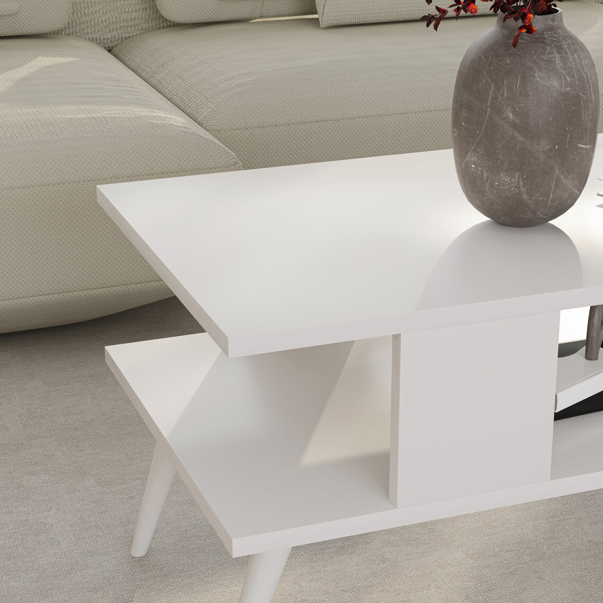 Mesa de centro Lycksele aglomerado 40 x 90 x 45 cm blanco [en.casa] - 8
