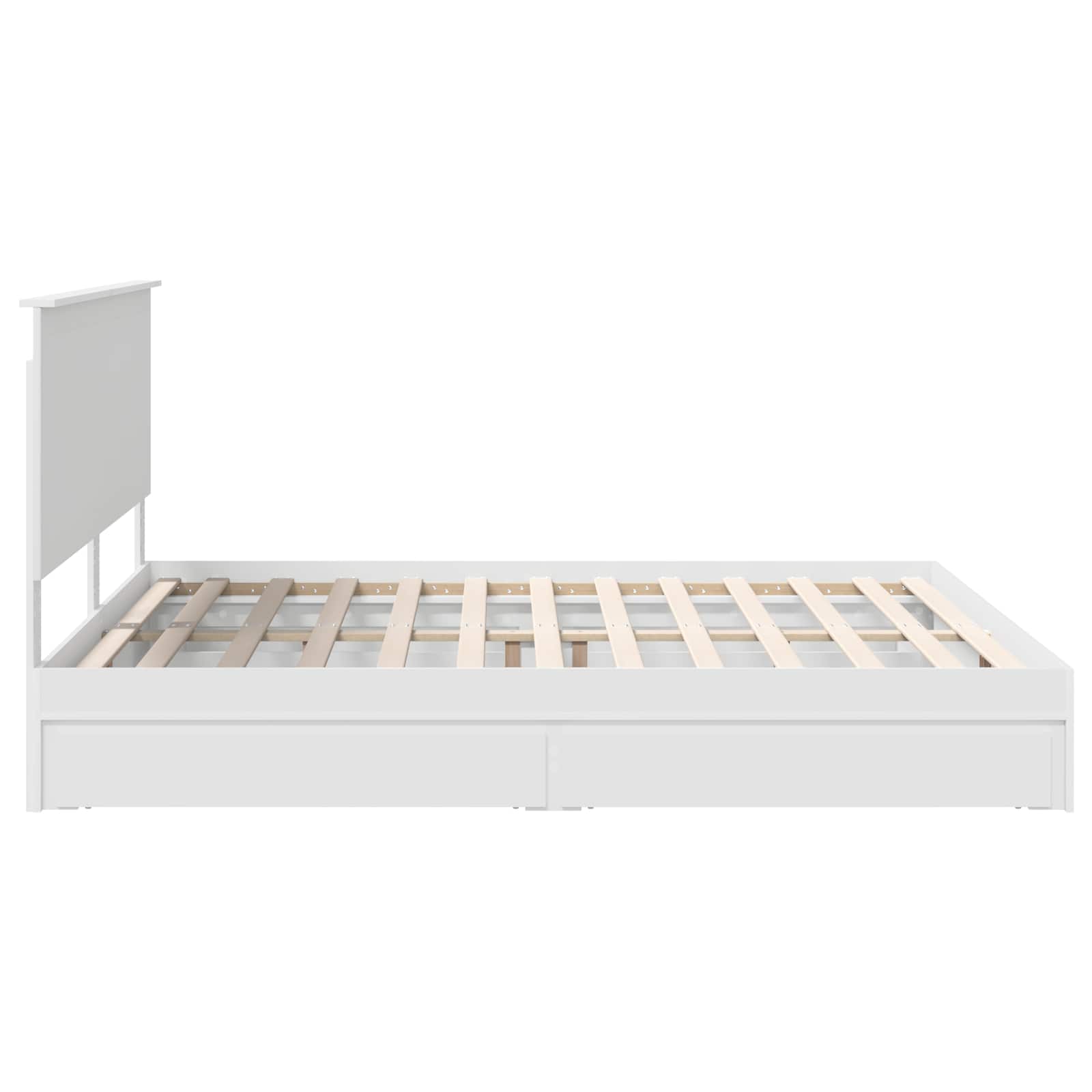 Lit avec rangement, blanc, en panneau de bois, pour la chambre, 180 × 200 cm - 9