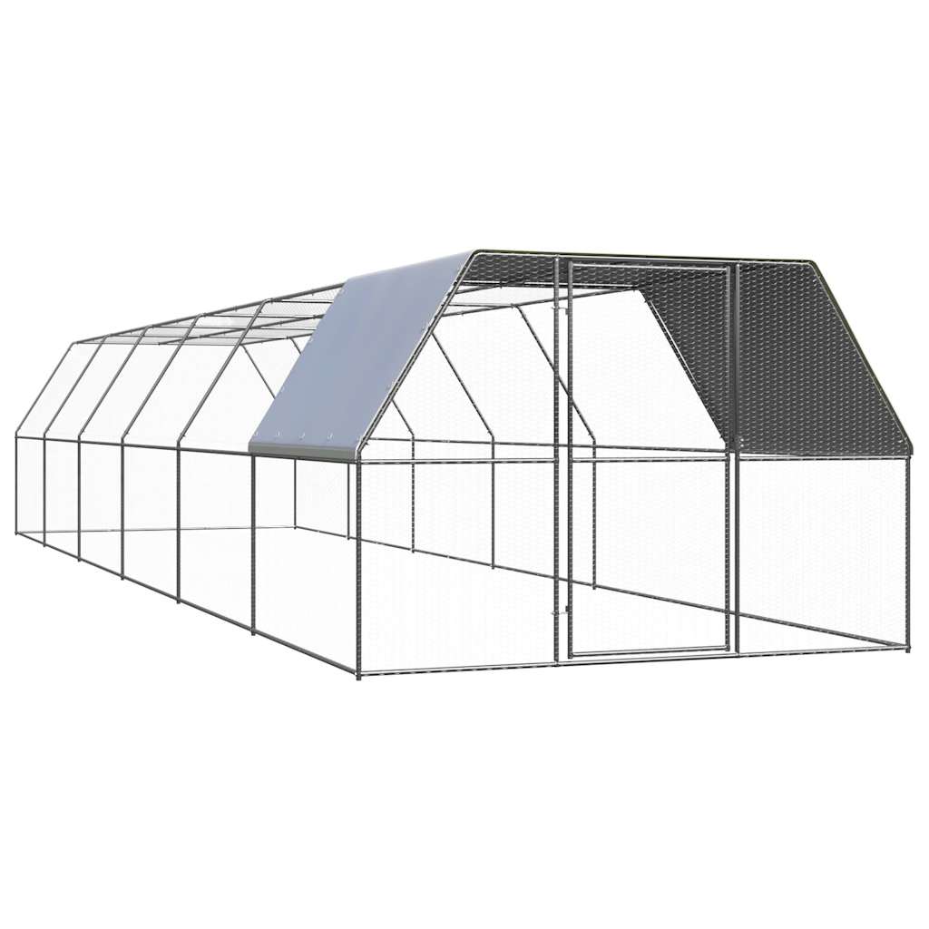 Pollaio HENGMEI 300x600x185 Cm - Gabbia Per Animali In Acciaio Zincato Con Tetto PE