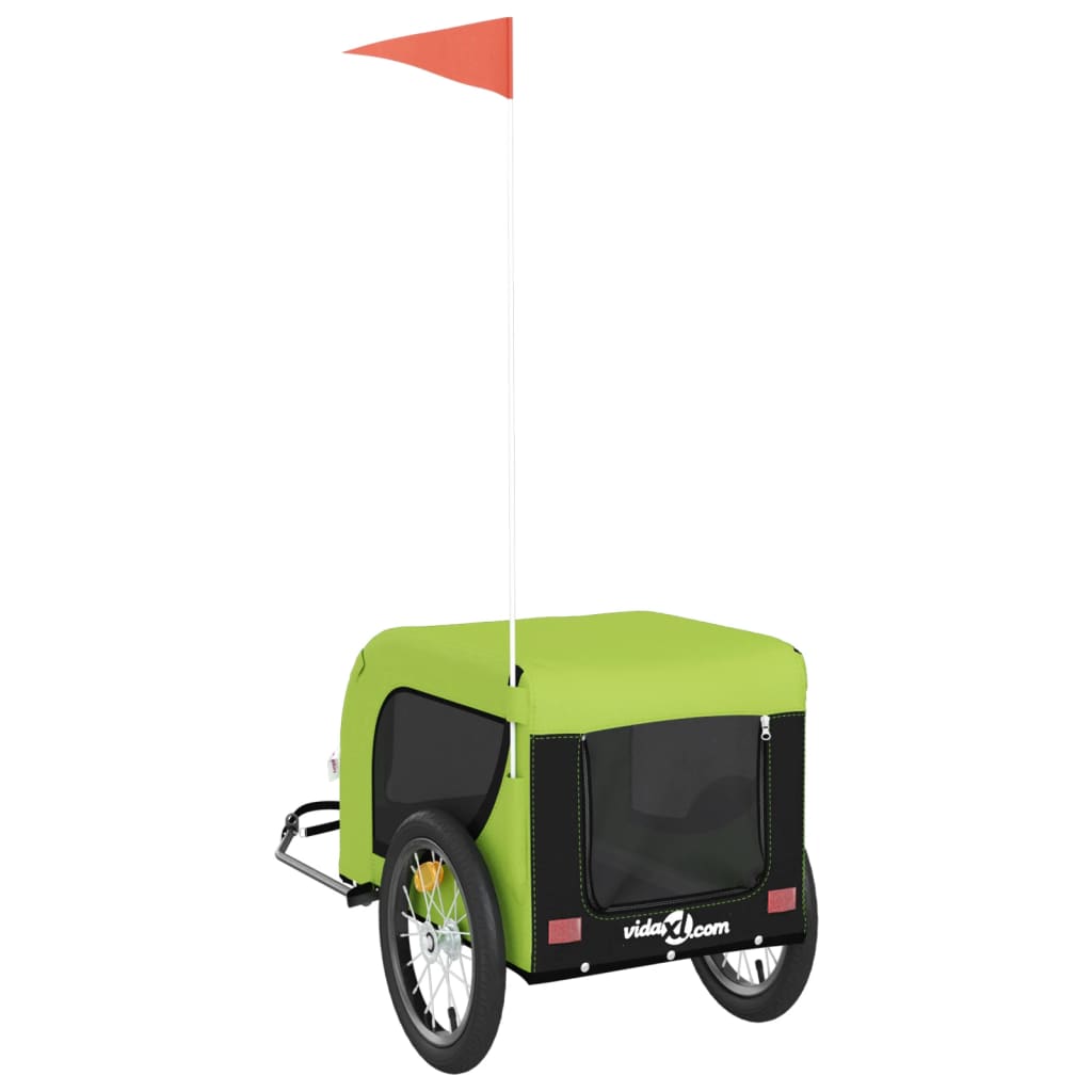 vidaXL Remorque de vélo pour animaux de compagnie vert et noir - 6