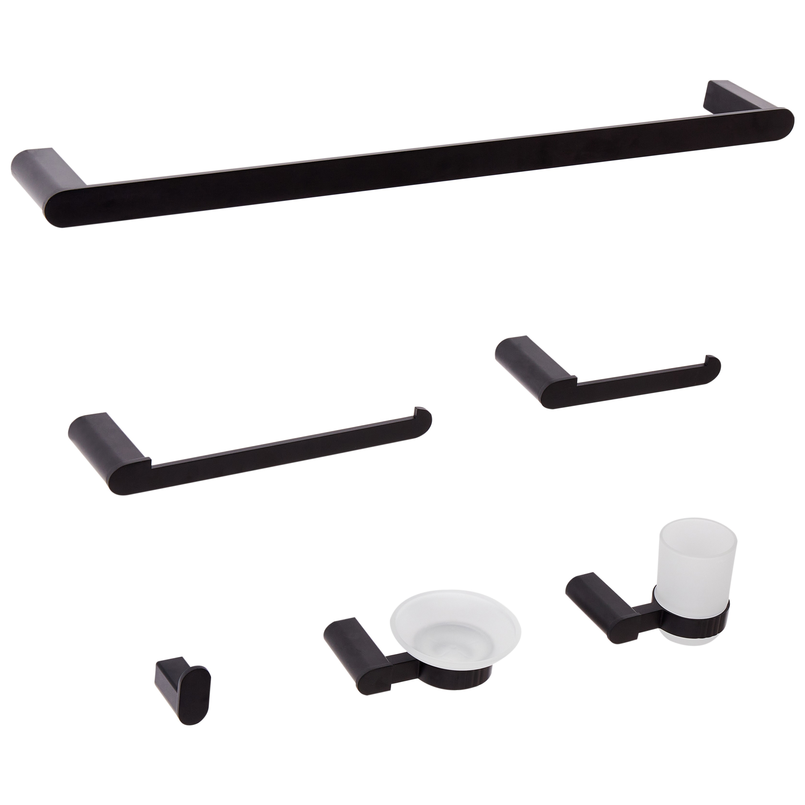 Set de 6 accesorii pentru baie PARACAS cu bare și cârlige pentru prosoape Negru 6buc