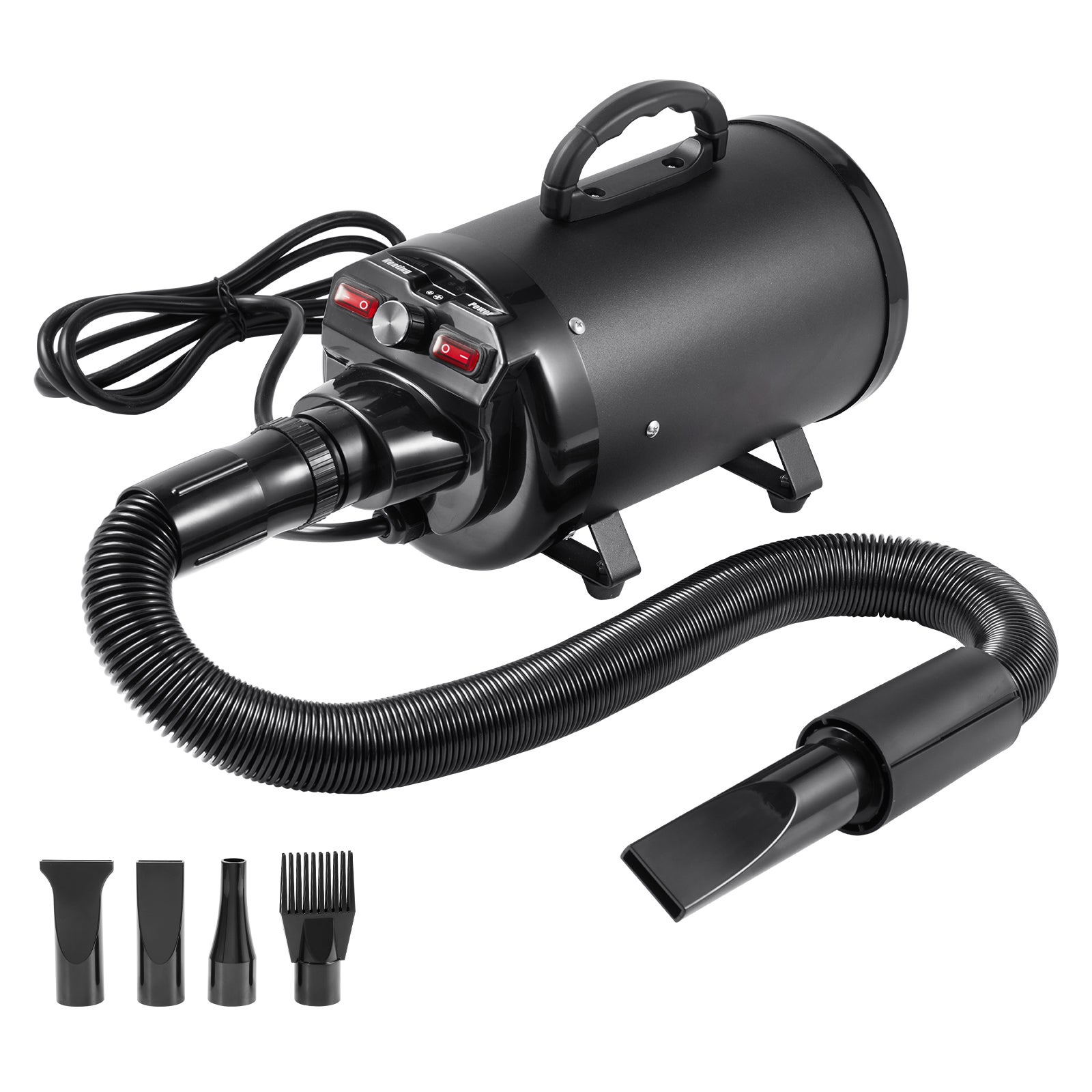 Secador de tosa para cachorro 2000W,SucceBuy secador de tosa 2,7 CV com velocidade e temperatura ajustáveis,4 bicos,mangueira expansível,preto - 3