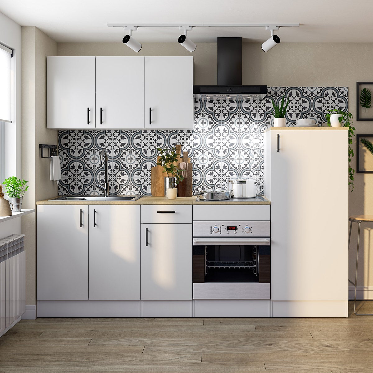 Meuble à suspendre, meuble haut de cuisine mural avec 1 porte coloris blanc brillant - hauteur 59 x longueur 40 x profondeur 34 cm - 6