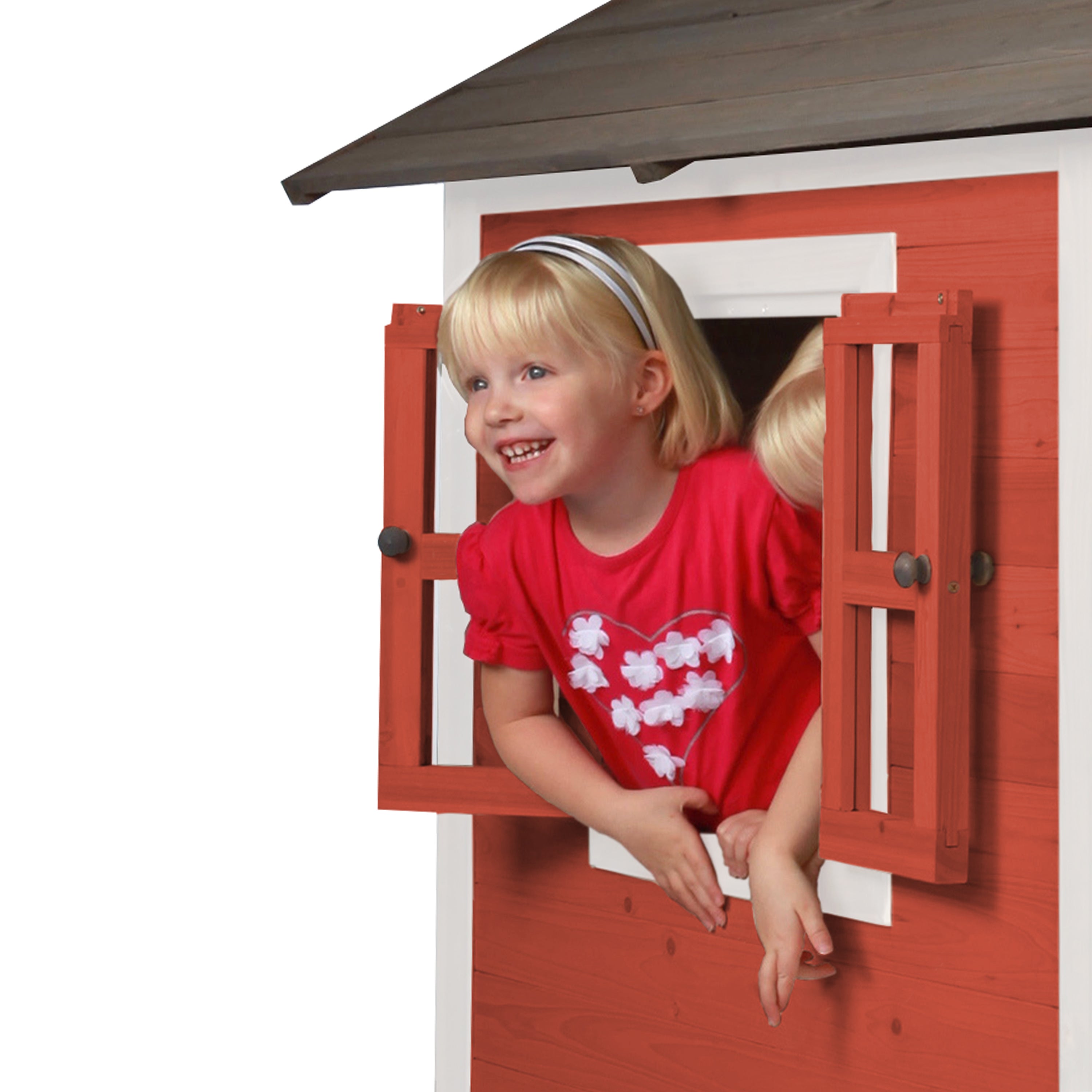 Axi Maison Enfant Beach Lodge Xl En Rouge Avec Toboggan En Gris | Maison De Jeux En Bois Ffc Pour Les Enfants | Maisonnette / Cabane De Jeu Pour Le - 7