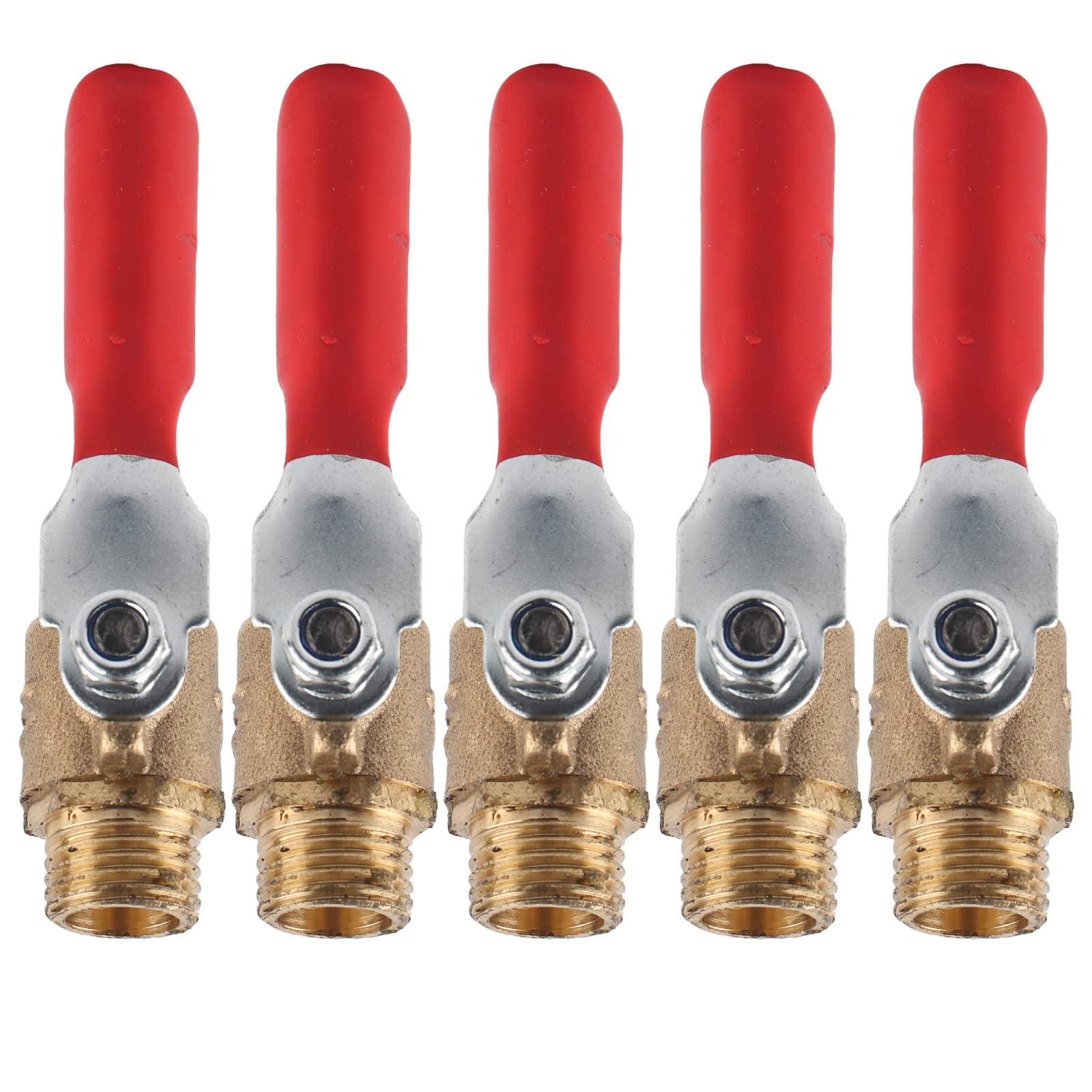 Lot de 5 vannes à boisseau sphérique à double filetage mâle G1/4 en laiton pour compresseur d'air - 5