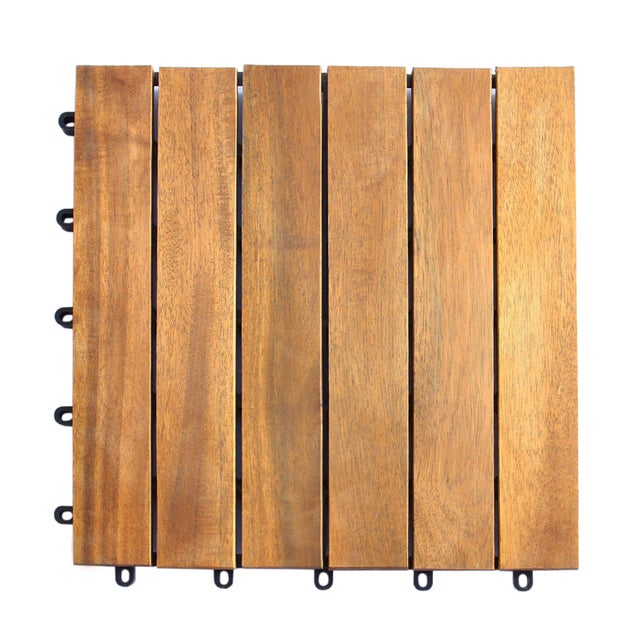 Lot de 39 Dalles de Terrasse en Bois d'Acacia Planches à Emboîtement Carré Jardin Patio Balcon Lame Terrasse Revêtement