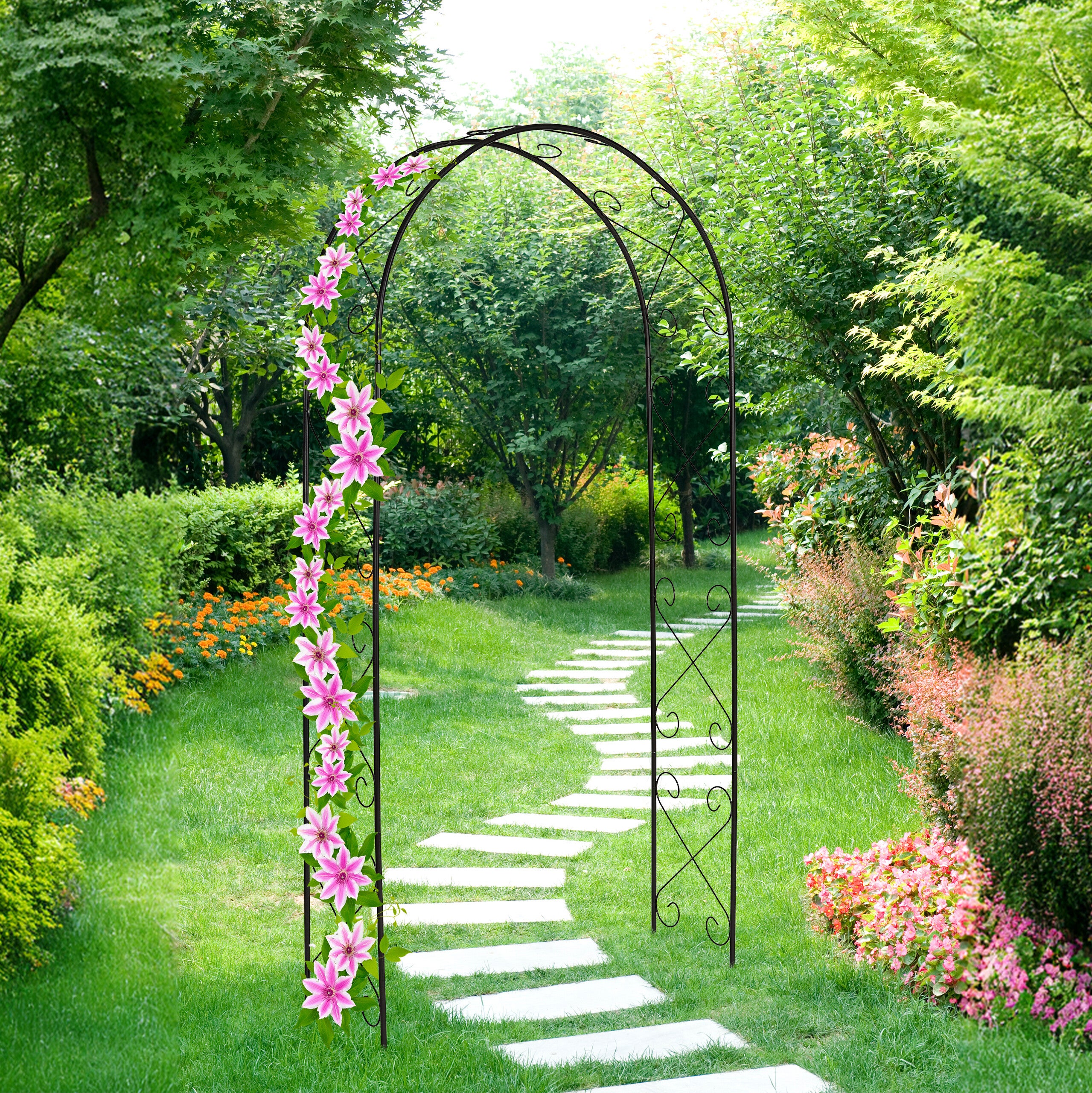 VidaXL Archi da Giardino 2 pz Neri 120x38x260 cm Acciaio | Leroy Merlin