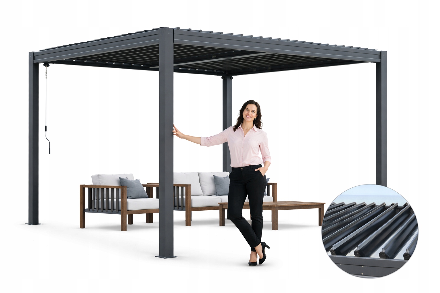 Pergola Altana Tarasowa Aluminiowa z otwieranym dachem Antracyt 3x4m