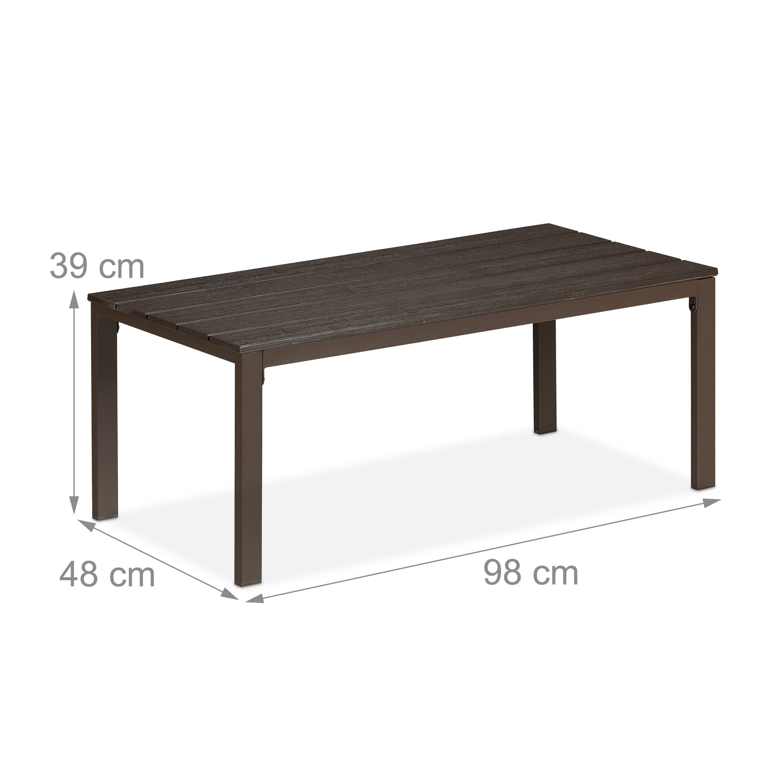 Table basse de jardin rectangulaire en Acier Marron - 4
