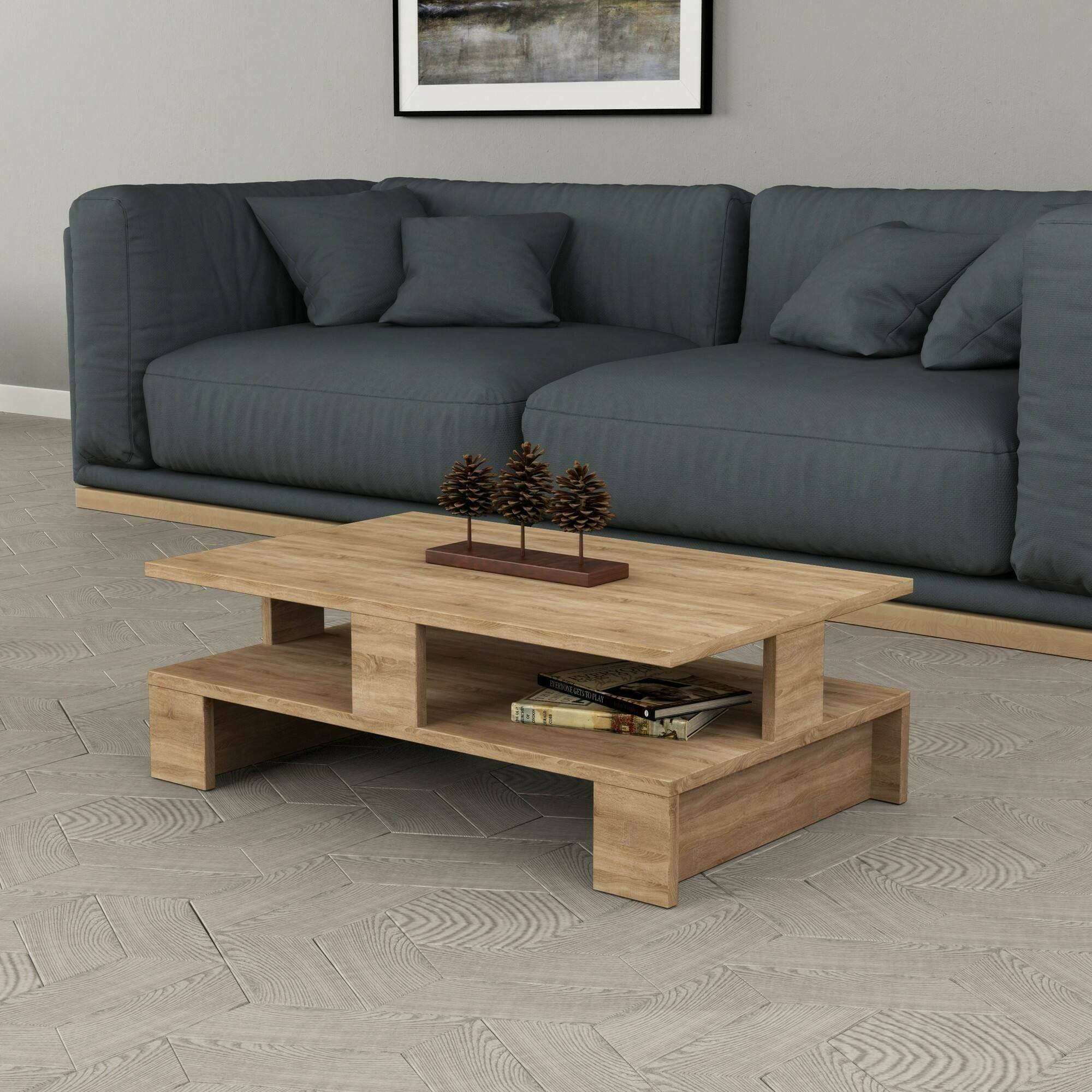 Tavolino Da Salotto Eridanus In Stile Quercia - 80x50x28 Cm, Design Moderno E Multiuso - Foto 8