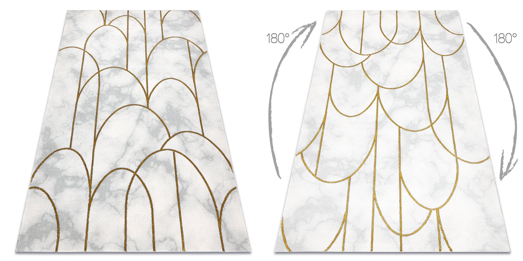 Dywan EMERALD ekskluzywny 1016 glamour, stylowy art deco, marmur krem / złoty 160x220 cm - 2