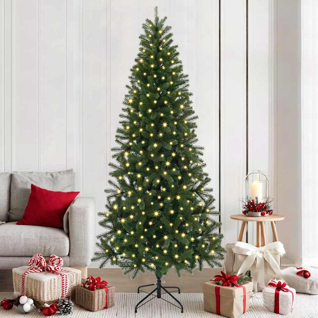Sztuczna choinka z 300 diodami LED Zielony 210 cm PE i PVC