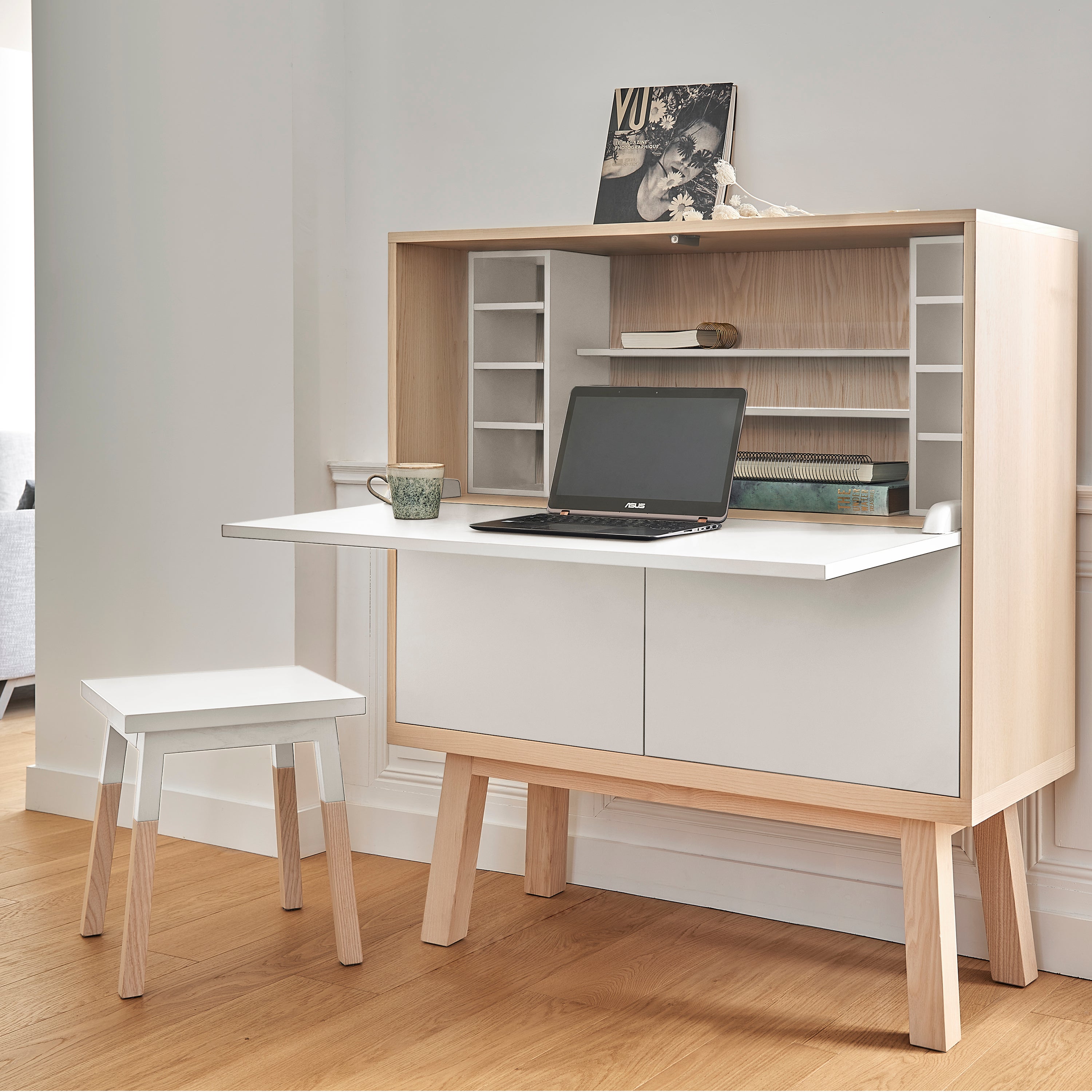 Stella Trading Bureau Secrétaire Mural FSC Chêne Ancien Compact