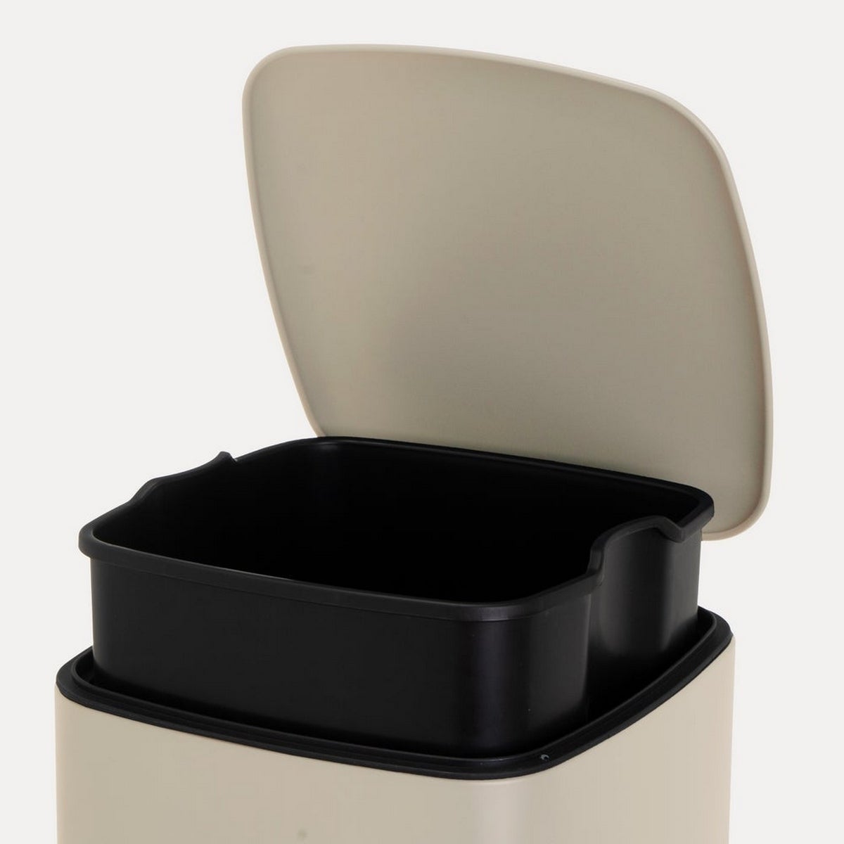 Cubo de basura cuadrado de 20 litros de metal beige mate antihuellas CasaSelección - 2