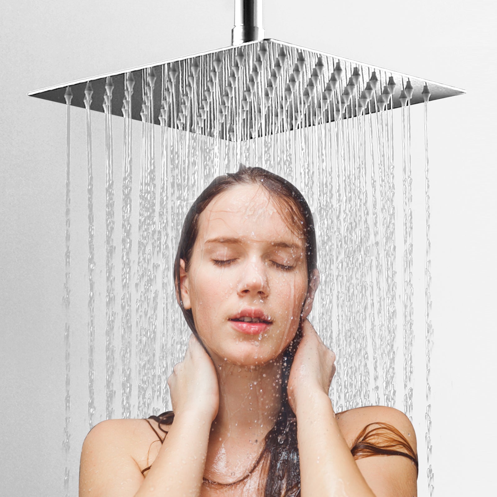 Kit doccia tondo con braccio e soffione, doccetta, flessibile PVC e presa d'acqua con supporto