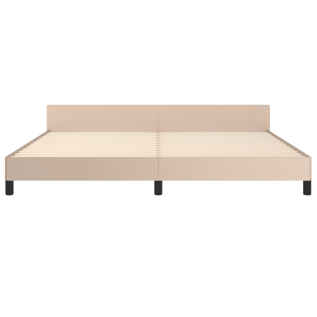 Maison Exclusive - Estrutura cama cabeceira 200x200 cm couro artificial cappuccino - 6