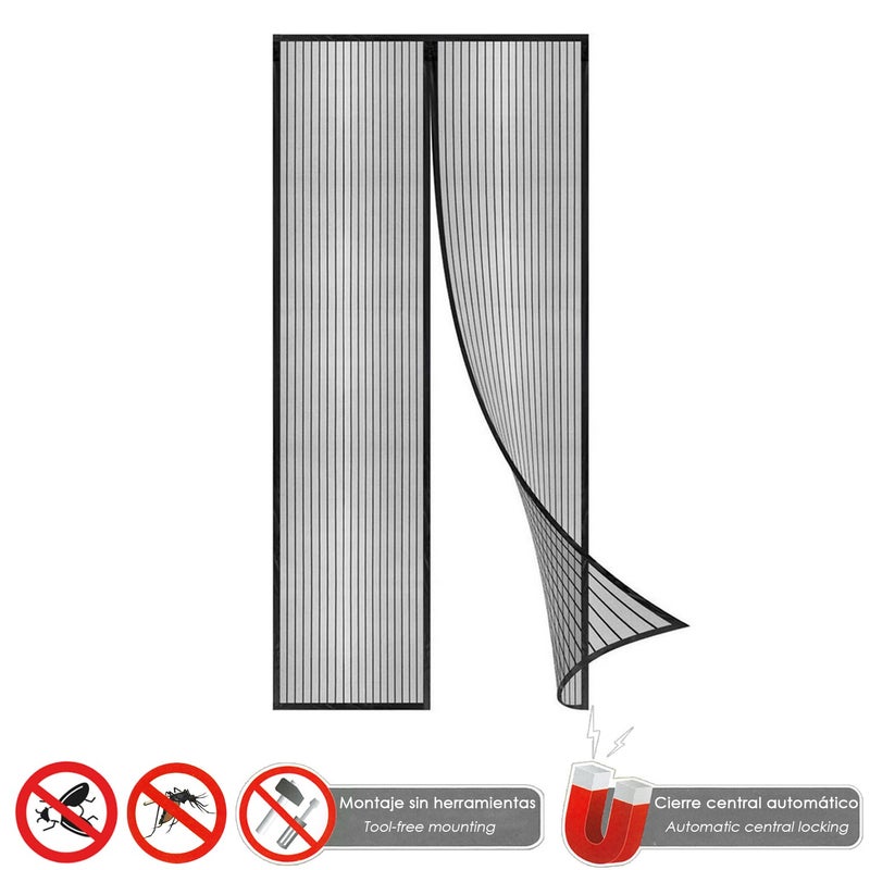Cortina Mosquitera Cierre Magnetico 120 x 240 (Alt.) cm. Czarny