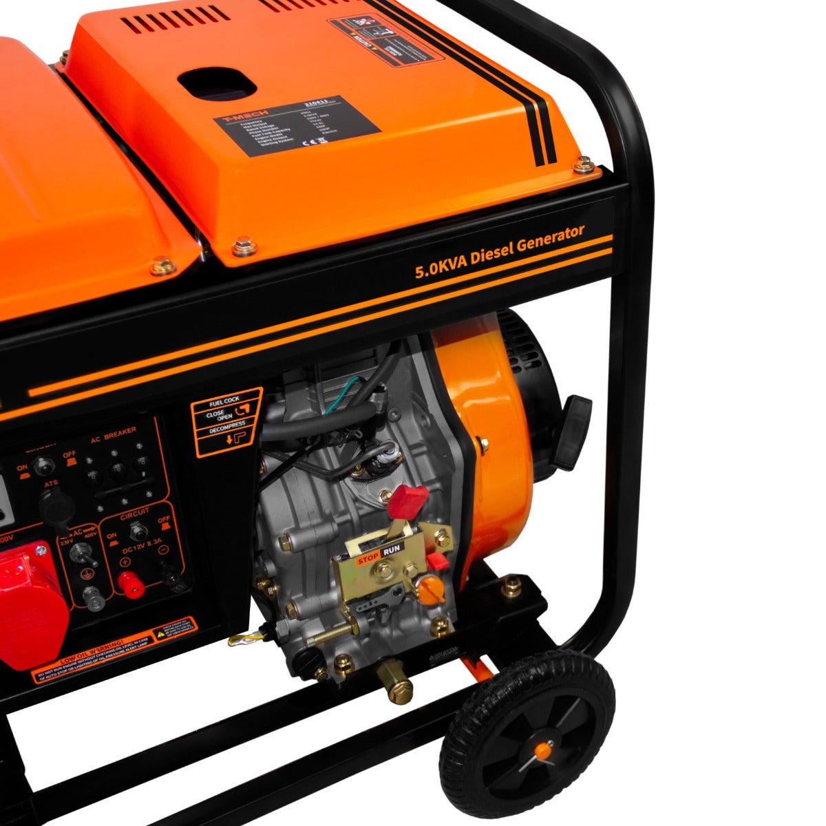 Générateur Diesel 5 kVA à Cadre Ouvert 10CV Triphasé 230/400V Démarrage Facile 5000 W Autonomie 15h Groupe Électrogène, - 8