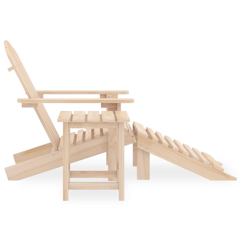 Chaise de jardin | Siège de Terrasse | Chaise d'extérieur Adirondack avec repose-pied et table Sapin CFW598802 - 3