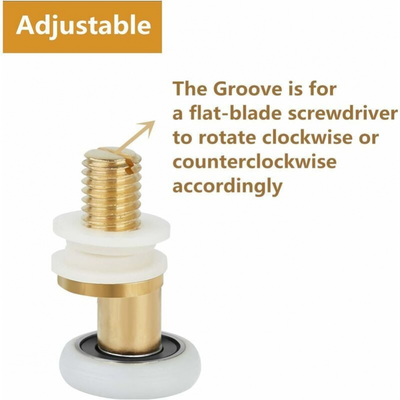 8 Pièces Roulette Porte Douche Roulettes de Porte Coulissante Cabine de Douche Porte Poulies Roue de Rechange pour Rouleau avec Diamètre de Roues 25mm - 4