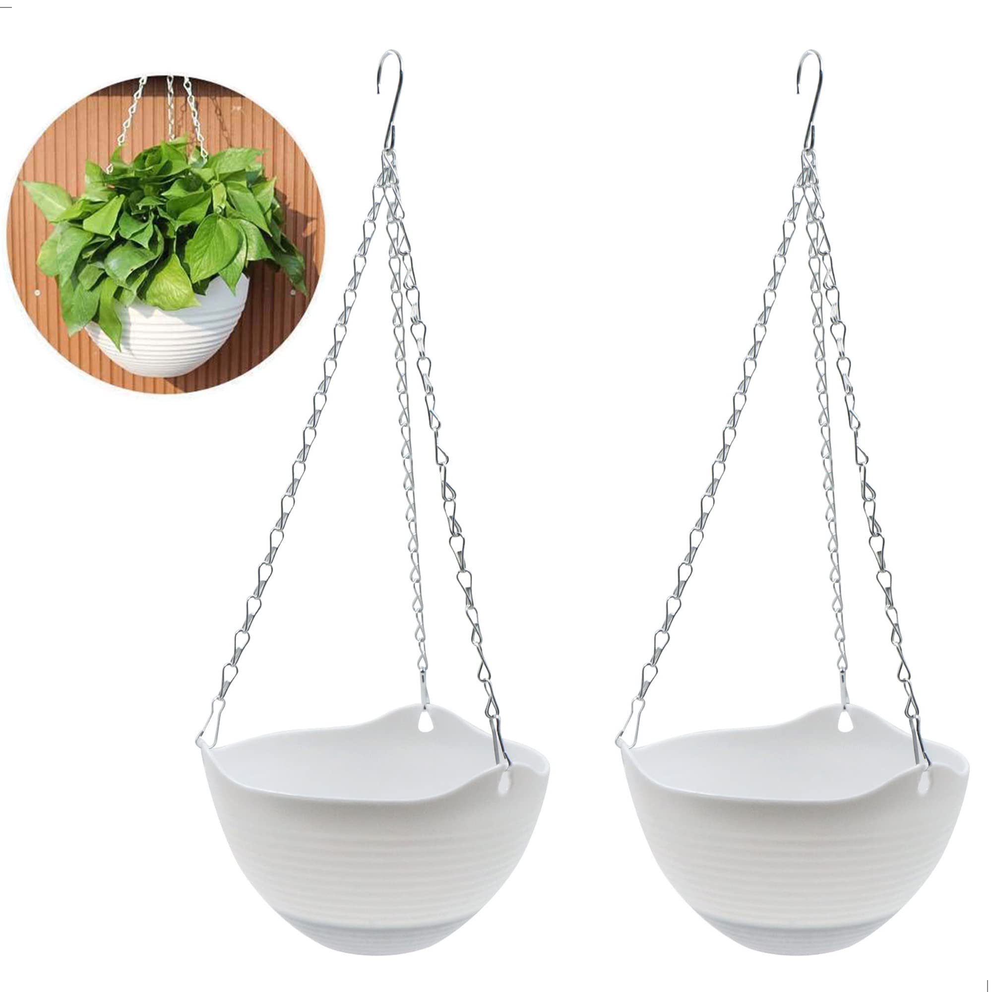 Pot De Fleurs Suspendu En Métal Avec Chaîne – Design Minimaliste – Pour Intérieur, Balcon, Jardin – Plantes Non Incluses - 10