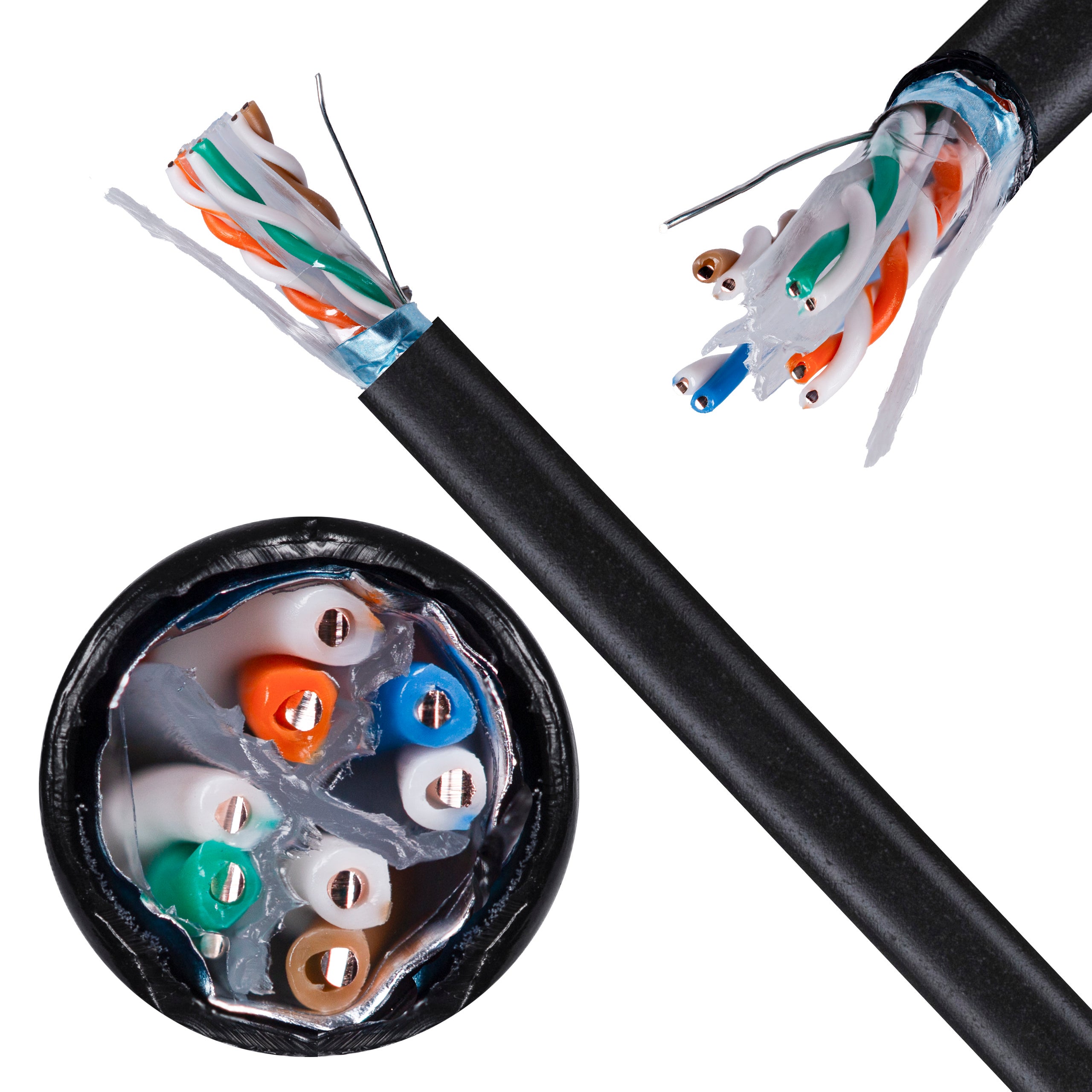 Kabel sieciowy F/UTP kat.6 skrętka 4x2x0,56mm zewnętrzny suchy PE czarny Molex 500m