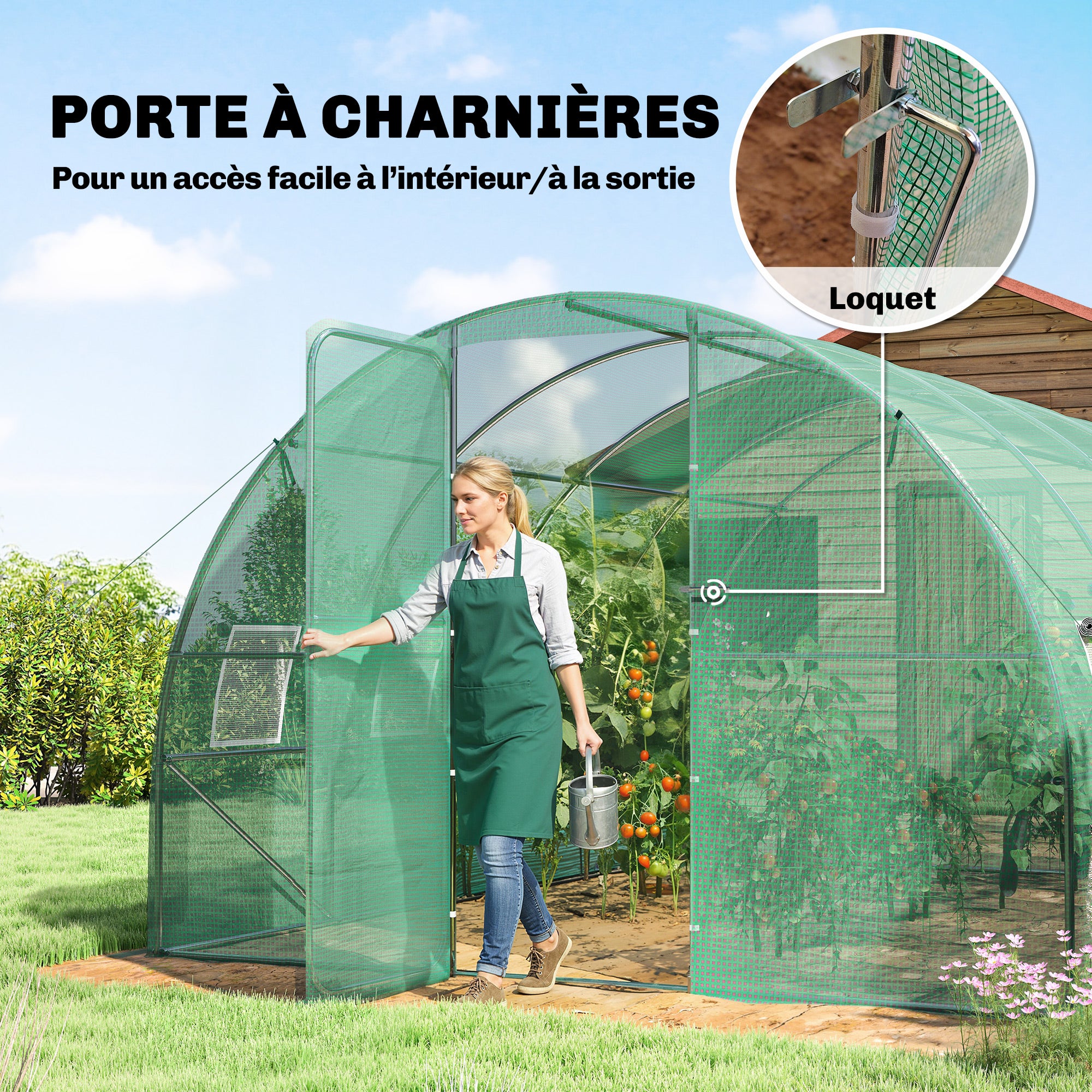 Serre tunnel de jardin PE Outsunny - 5