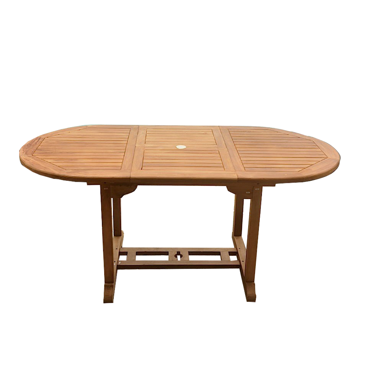 Table de jardin extensible ovale en Teck Marron 6 places - 2