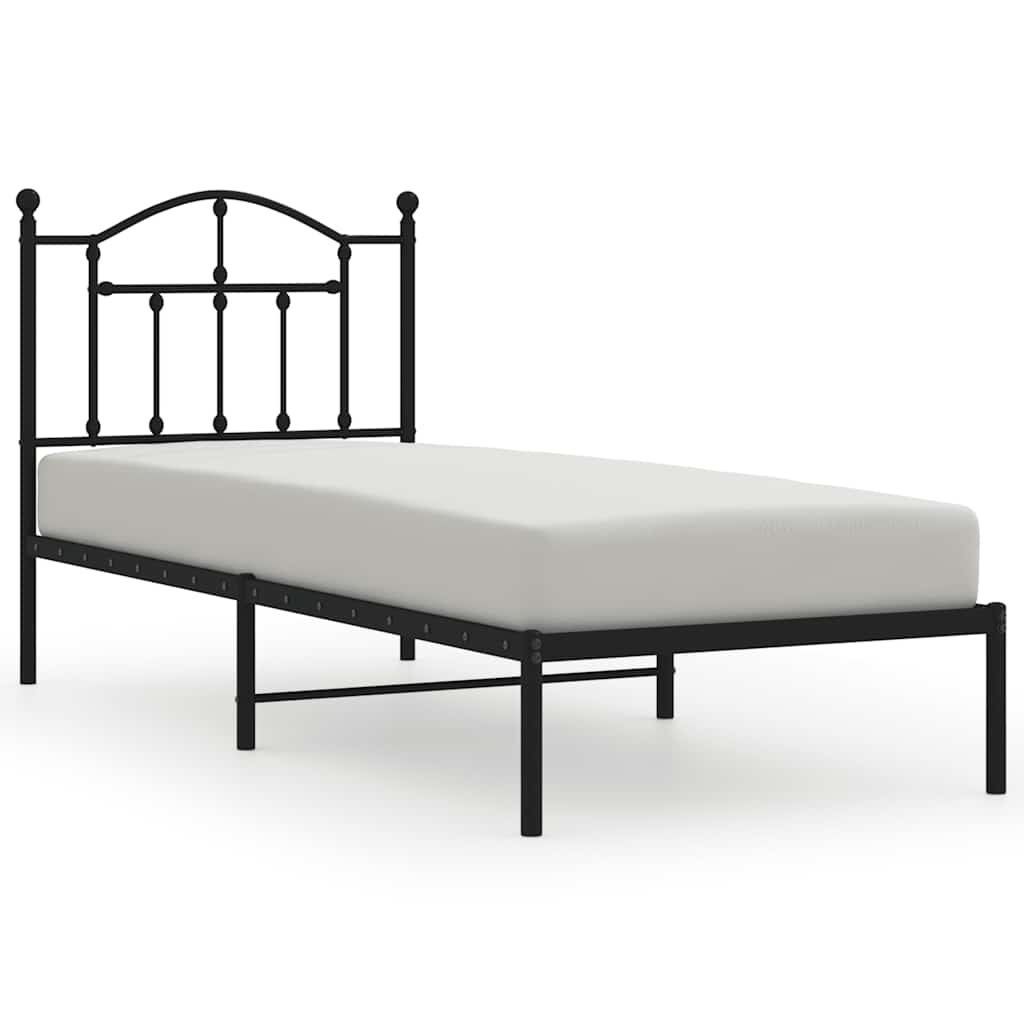 Łóżko Metalowe Czarne Rama Łóżka Ze Stelażem Do Sypialni Pokoju 90x200 cm
