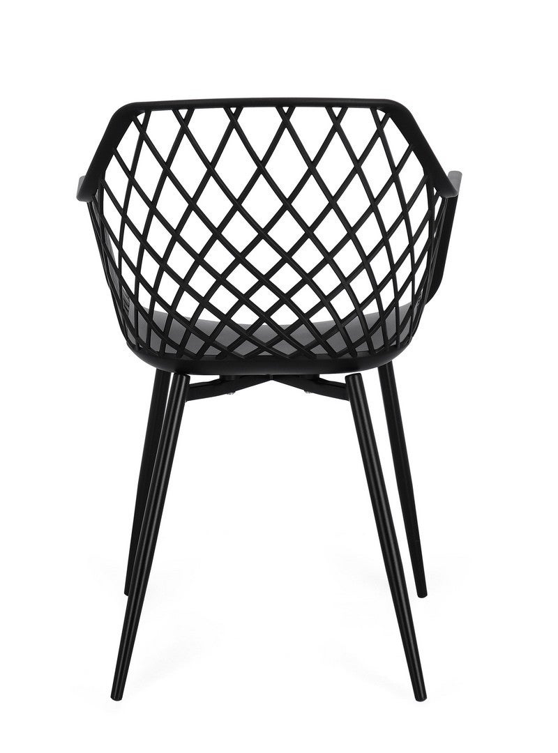 Ensemble de 4 chaises de salle à manger en acier et polypropylène noir - 4