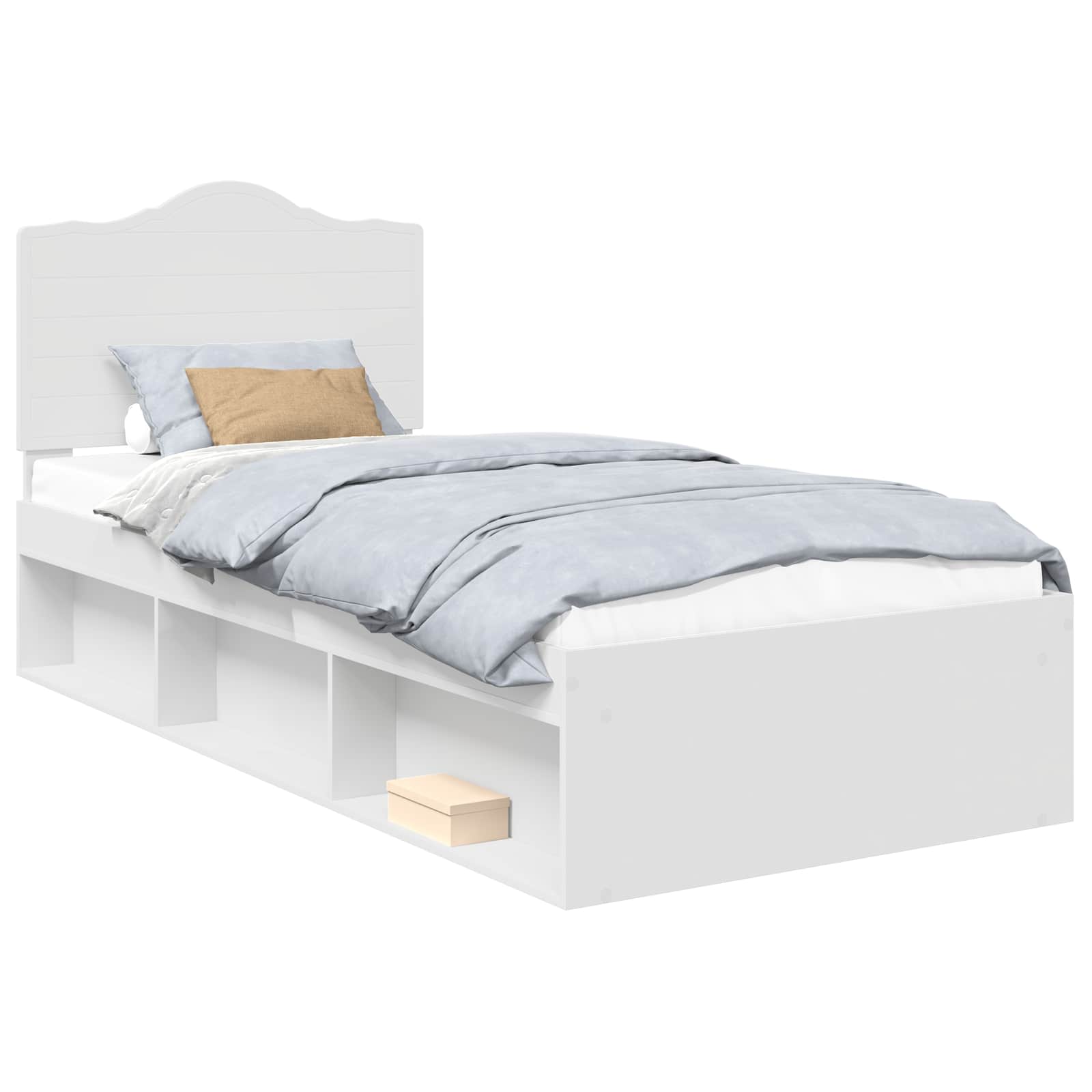Cadre de lit avec tête de lit en pin massif blanc pour la chambre, 90 × 200 cm - 2
